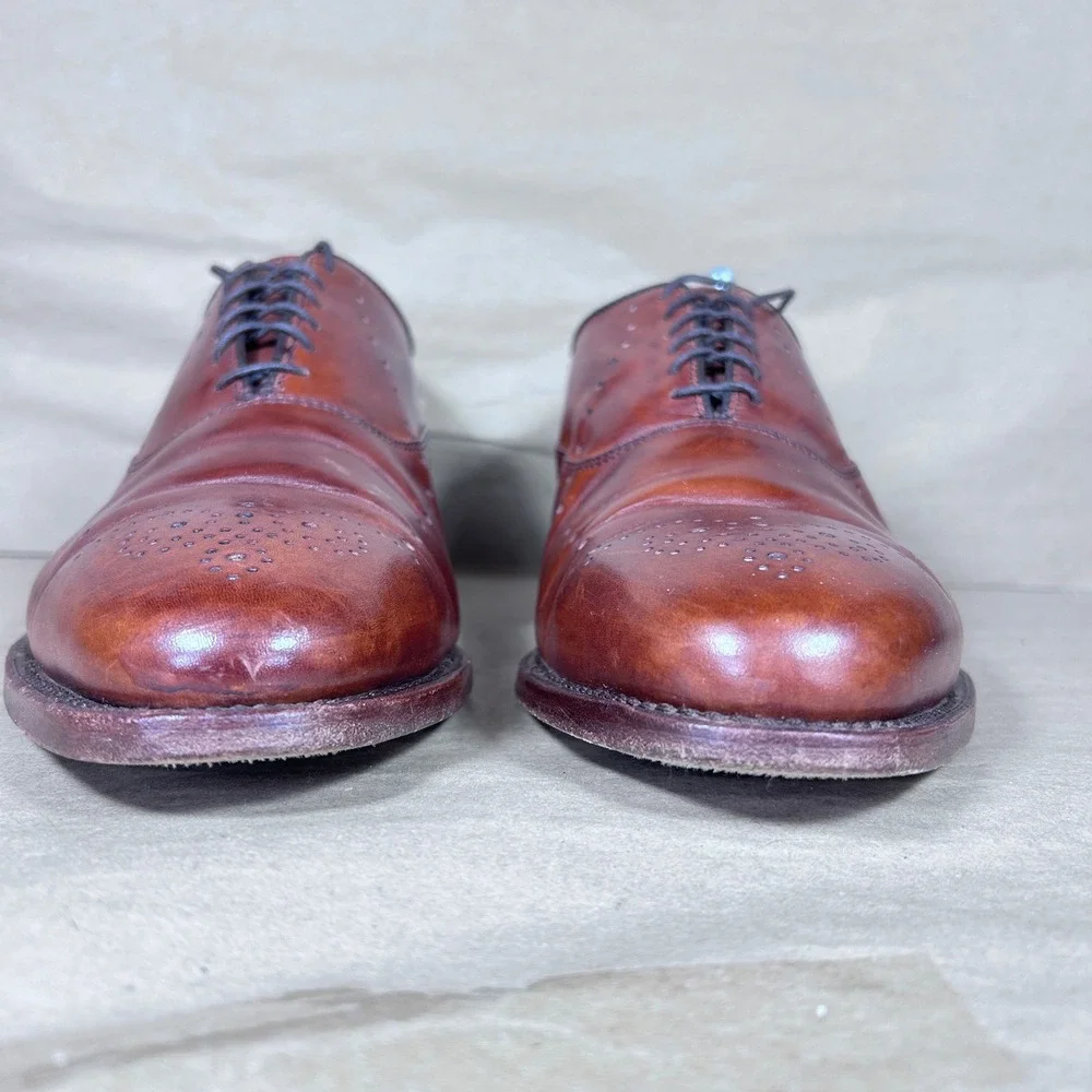 Allen Edmonds Waybridge Oxford Wingtip Men 9.5 Chestnut Brown Brogue Dress Shoes